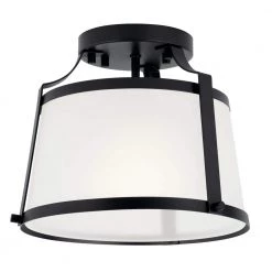 Florent 10 in. 1-Light Black Semi-Flush Mount by KICHLER