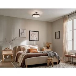 Lytham 20.5 in. 4-Light Black Hallway Round Semi-Flush Mount Ceiling Light with Satin Etched Glass by KICHLER -Kichler Sales black kichler flush mount lights 42246bk 1f 1000