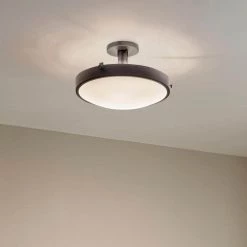 Lytham 20.5 in. 4-Light Black Hallway Round Semi-Flush Mount Ceiling Light with Satin Etched Glass by KICHLER -Kichler Sales black kichler flush mount lights 42246bk 66 1000