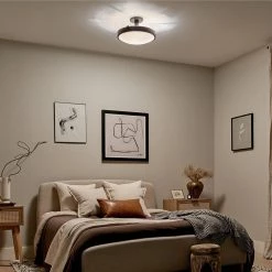 Lytham 20.5 in. 4-Light Black Hallway Round Semi-Flush Mount Ceiling Light with Satin Etched Glass by KICHLER -Kichler Sales black kichler flush mount lights 42246bk 76 1000