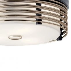 Bensimone 15.25 in. 2-Light Black Hallway DrumFlush Mount Ceiling Light with Satin Etched Cased Opal by KICHLER -Kichler Sales black kichler flush mount lights 43293bk c3 1000
