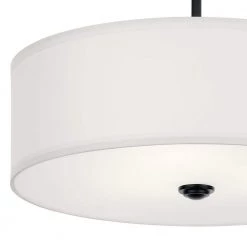 Shailene 18 in. Round 3-Light Black Drum Hallway Semi-Flush Mount Ceiling Light with White Microfiber Shade by KICHLER -Kichler Sales black kichler flush mount lights 43692bk c3 1000