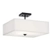 Shailene 18 in. Square 3-Light Black Drum Hallway Semi-Flush Mount Ceiling Light with White Microfiber Shade by KICHLER -Kichler Sales black kichler flush mount lights 43693bk 64 1000