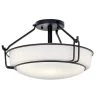 Alkire 16.5 in. 3-Light Black Drum Hallway Semi-Flush Mount Ceiling Light with Satin Etched Glass by KICHLER 1 Alkire 16.5 in. 3-Light Black Drum Hallway Semi-Flush Mount Ceiling Light with Satin Etched Glass by KICHLER -Kichler Sales black kichler flush mount lights 44085bk 64 1000