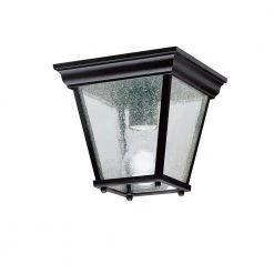 Independence 1-Light Black Outdoor Flush Mount Outdoor Light with Clear Seeded Glass (1-Pack) by KICHLER