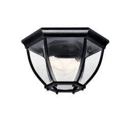 Barrie 2-Light Black Outdoor Flush Mount Outdoor Light with Clear Beveled Glass (1-Pack) by KICHLER