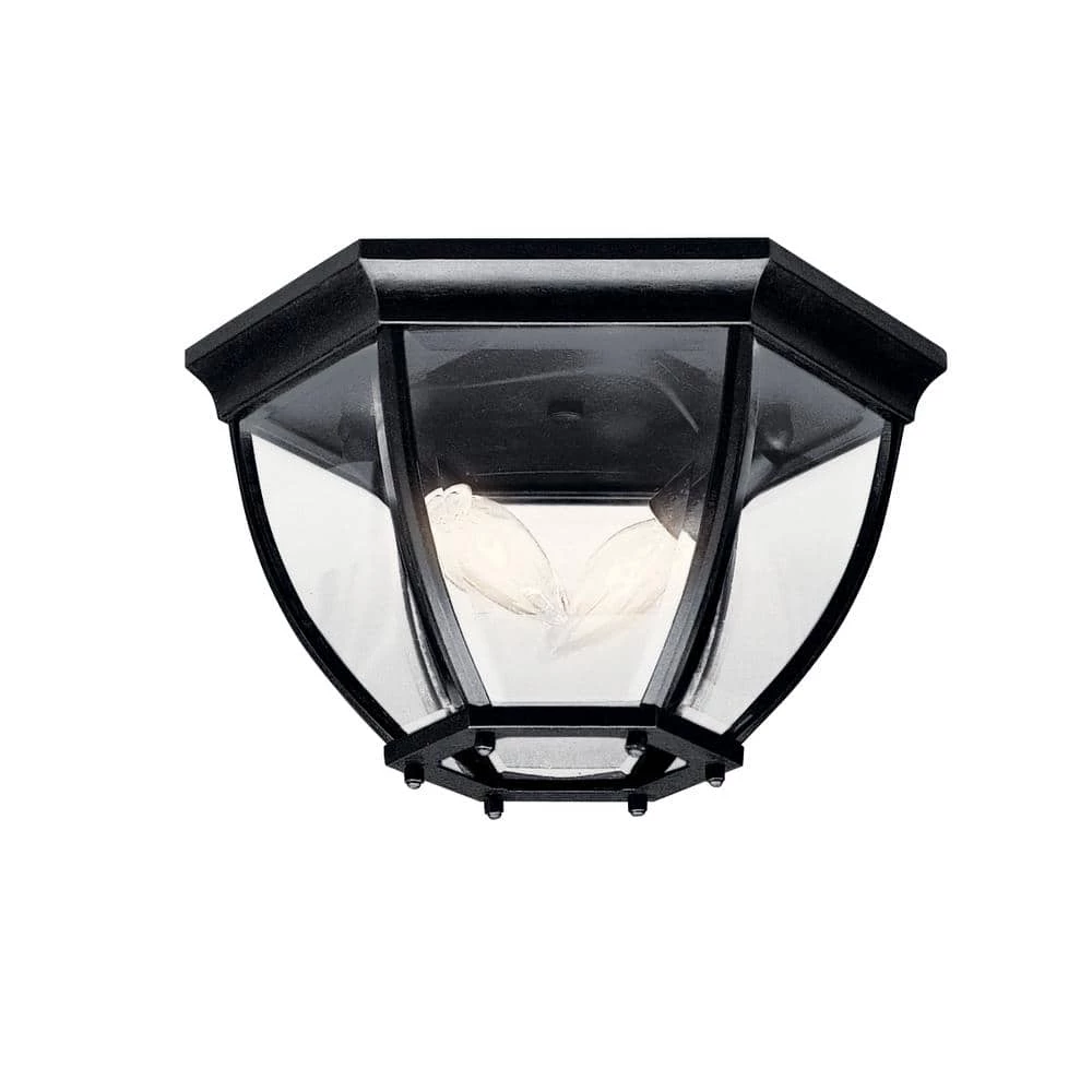 Barrie 2-Light Black Outdoor Flush Mount Outdoor Light with Clear Beveled Glass (1-Pack) by KICHLER 3 Barrie 2-Light Black Outdoor Flush Mount Outdoor Light with Clear Beveled Glass (1-Pack) by KICHLER