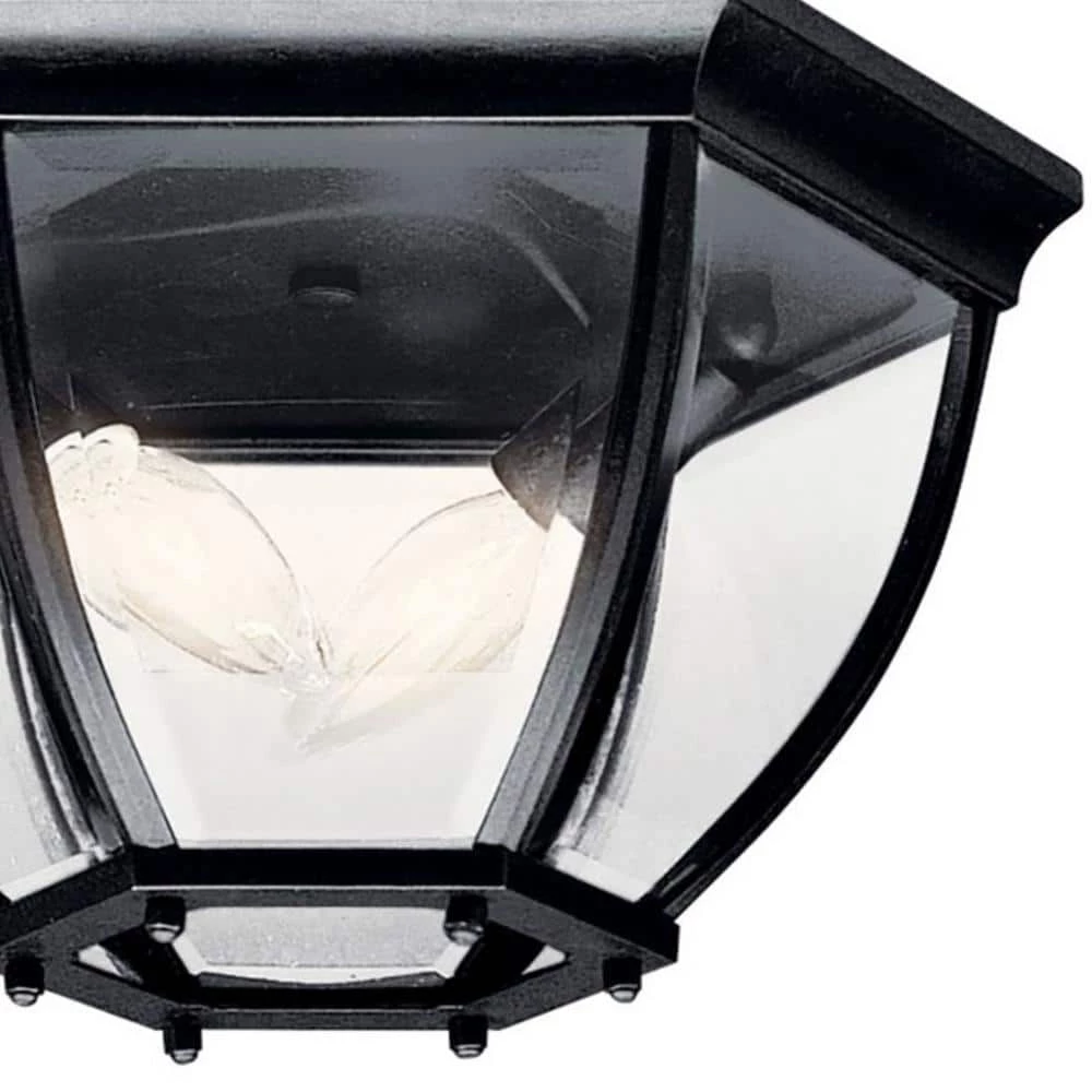 Barrie 2-Light Black Outdoor Flush Mount Outdoor Light with Clear Beveled Glass (1-Pack) by KICHLER 4 Barrie 2-Light Black Outdoor Flush Mount Outdoor Light with Clear Beveled Glass (1-Pack) by KICHLER - Image 2