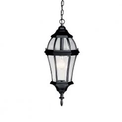 Townhouse 1-Light Black Outdoor Hanging Pendant Outdoor Light with Clear Beveled Glass (1-Pack) by KICHLER