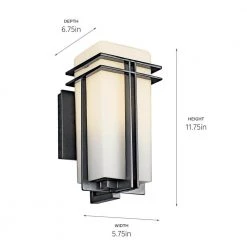 Tremillo 11.75 in. 1-Light Black Outdoor Light Wall Sconce with Satin Etched Cased Opal (1-Pack) by KICHLER -Kichler Sales black kichler outdoor sconces 49200bk 4f 1000