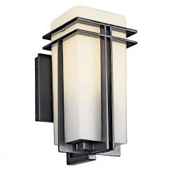 Tremillo 11.75 in. 1-Light Black Outdoor Light Wall Sconce with Satin Etched Cased Opal (1-Pack) by KICHLER