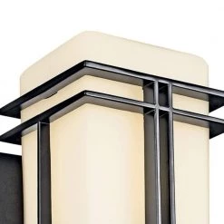 Tremillo 11.75 in. 1-Light Black Outdoor Light Wall Sconce with Satin Etched Cased Opal (1-Pack) by KICHLER -Kichler Sales black kichler outdoor sconces 49200bk c3 1000