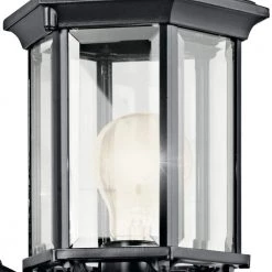 Chesapeake 17 in. 1-Light Black Outdoor Light Wall Sconce with Clear Beveled Glass (1-Pack) by KICHLER -Kichler Sales black kichler outdoor sconces 49255bk c3 1000