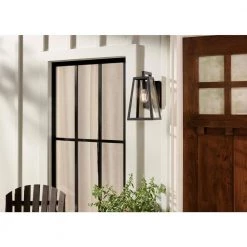Delison 14 in. 1-Light Black Hardwired Outdoor Wall Lantern Sconce (1-Pack) by KICHLER -Kichler Sales black kichler outdoor sconces 49331bk 44 1000
