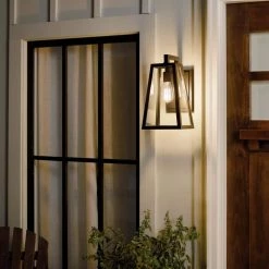 Delison 14 in. 1-Light Black Hardwired Outdoor Wall Lantern Sconce (1-Pack) by KICHLER -Kichler Sales black kichler outdoor sconces 49331bk 66 1000