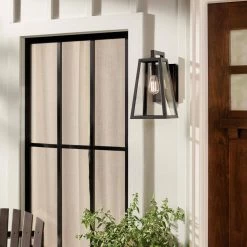 Delison 14 in. 1-Light Black Hardwired Outdoor Wall Lantern Sconce (1-Pack) by KICHLER -Kichler Sales black kichler outdoor sconces 49331bk 76 1000
