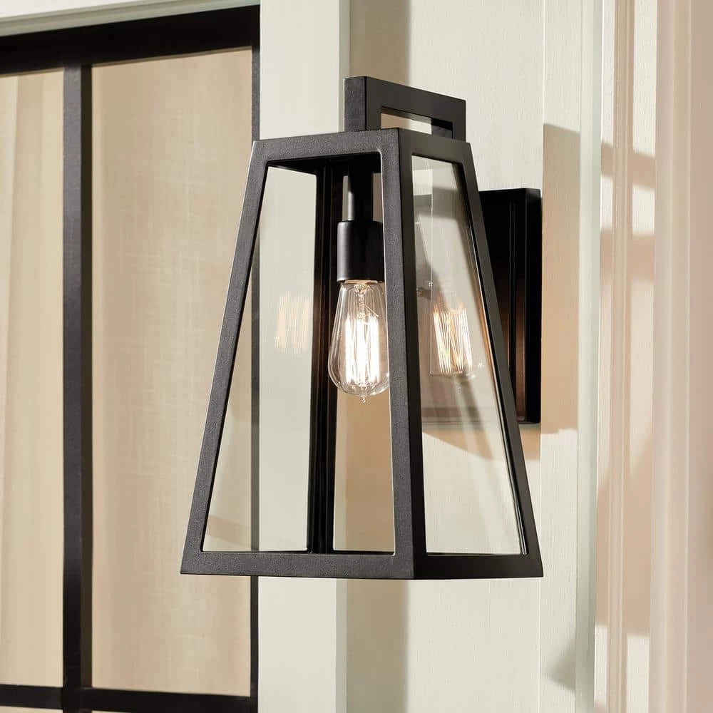 Delison 16.75 in. 1-Light Black Hardwired Outdoor Wall Lantern Sconce (1-Pack) by KICHLER 5 Delison 16.75 in. 1-Light Black Hardwired Outdoor Wall Lantern Sconce (1-Pack) by KICHLER - Image 3