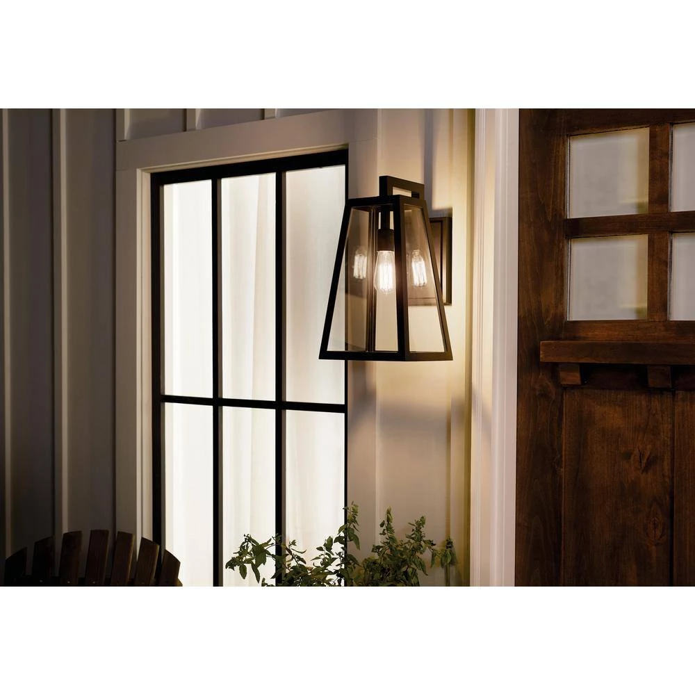 Delison 16.75 in. 1-Light Black Hardwired Outdoor Wall Lantern Sconce (1-Pack) by KICHLER 4 Delison 16.75 in. 1-Light Black Hardwired Outdoor Wall Lantern Sconce (1-Pack) by KICHLER - Image 2