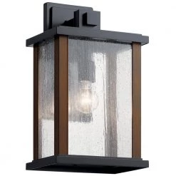 Marimount 17 in. 1-Light Black Wall Sconce Outdoor Light with Clear Glass (1-Pack) by KICHLER