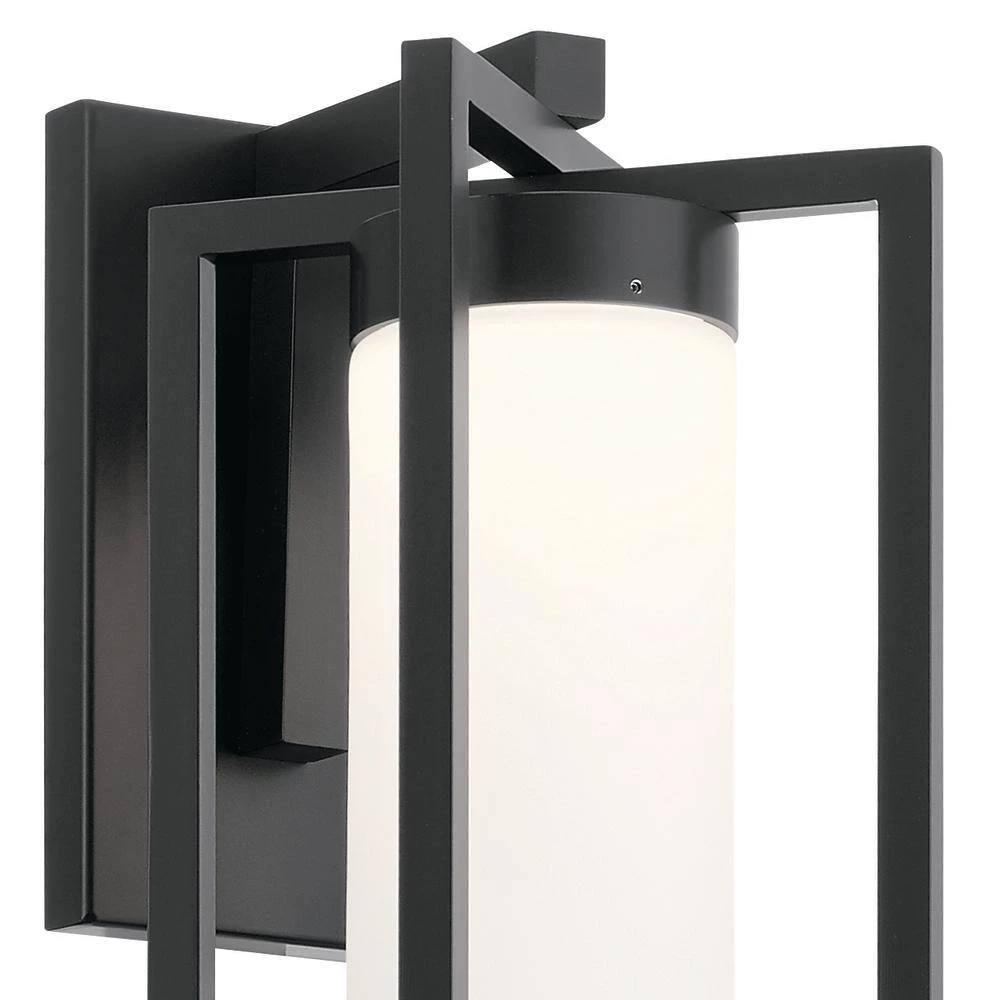 Drega 14 in. 1-Light Black LED Outdoor Light Wall Sconce Lantern with Satin Etched Glass (1-Pack) by KICHLER 5 Drega 14 in. 1-Light Black LED Outdoor Light Wall Sconce Lantern with Satin Etched Glass (1-Pack) by KICHLER - Image 3