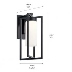 Drega 14 in. 1-Light Black LED Outdoor Light Wall Sconce Lantern with Satin Etched Glass (1-Pack) by KICHLER 6 Drega 14 in. 1-Light Black LED Outdoor Light Wall Sconce Lantern with Satin Etched Glass (1-Pack) by KICHLER -Kichler Sales black kichler outdoor sconces 59071bkled e1 1000