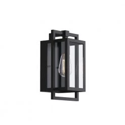 Goson 12 in. 1-Light Black Outdoor Light Wall Sconce Lantern with Clear Glass (1-Pack) by KICHLER
