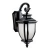 Salisbury 19.5 in. 1-Light Black Outdoor Light Wall Sconce with White Linen Glass (1-Pack) by KICHLER -Kichler Sales black kichler outdoor sconces 9040bk 64 1000