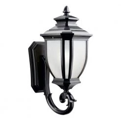 Salisbury 1-Light Black Outdoor Light Wall Sconce with Clear Seeded Glass (1-Pack) by KICHLER