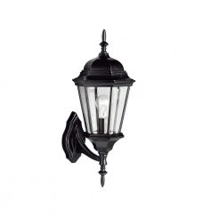 Madison 19.75 in. 1-Light Black Outdoor Light Wall Sconce with Clear Beveled Glass (1-Pack) by KICHLER