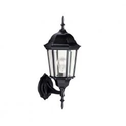 Madison 22.75 in. 1-Light Black Outdoor Light Wall Mount Lantern with Clear Beveled Glass Panels (1-Pack) by KICHLER