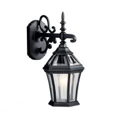 Townhouse 15.25 in. 1-Light Black Outdoor Light Wall Sconce with Clear Beveled Glass (1-Pack) by KICHLER