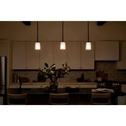 Shailene 1-Light Black Transitional Kitchen Mini Pendant Hanging Light with Satin Etched Glass by KICHLER -Kichler Sales black kichler pendant lights 43674bk 76 1000