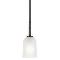 Shailene 1-Light Black Transitional Kitchen Mini Pendant Hanging Light with Satin Etched Glass by KICHLER -Kichler Sales black kichler pendant lights 43674bk c3 1000