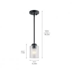 Winslow 1-Light Black Contemporary Shaded Kitchen Mini Pendant Hanging Light with Clear Seeded Glass by KICHLER -Kichler Sales black kichler pendant lights 44032bk 44 1000