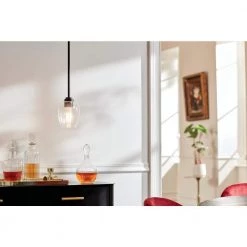 Valserrano 1-Light Black Traditional Goblet Kitchen Mini Pendant Hanging Light with Clear Seeded Glass by KICHLER -Kichler Sales black kichler pendant lights 44380bkcs 44 1000