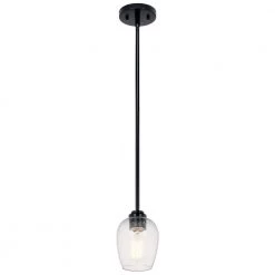 Valserrano 1-Light Black Traditional Goblet Kitchen Mini Pendant Hanging Light with Clear Seeded Glass by KICHLER