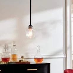 Valserrano 1-Light Black Traditional Goblet Kitchen Mini Pendant Hanging Light with Clear Seeded Glass by KICHLER -Kichler Sales black kichler pendant lights 44380bkcs 76 1000