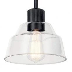 Eastmont 1-Light Black Vintage Industrial Kitchen Mini Pendant Hanging Light with Clear Glass by KICHLER -Kichler Sales black kichler pendant lights 52405bk 4f 1000