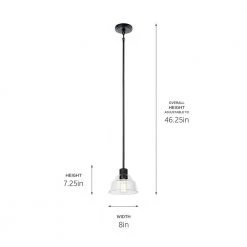 Eastmont 1-Light Black Vintage Industrial Kitchen Mini Pendant Hanging Light with Clear Glass by KICHLER -Kichler Sales black kichler pendant lights 52405bk 66 1000