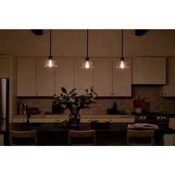 Eastmont 1-Light Black Vintage Industrial Kitchen Mini Pendant Hanging Light with Clear Glass by KICHLER -Kichler Sales black kichler pendant lights 52405bk 76 1000