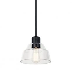 Eastmont 1-Light Black Vintage Industrial Kitchen Mini Pendant Hanging Light with Clear Glass by KICHLER -Kichler Sales black kichler pendant lights 52405bk c3 1000