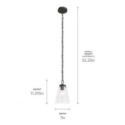 Roycroft 7 in. 1-Light Black Farmhouse Kitchen Pendant Hanging Light With Seeded Glass Shade With Seeded Glass Shade by KICHLER -Kichler Sales black kichler pendant lights 82356 1f 1000