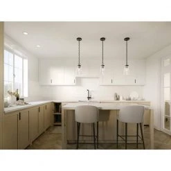 Roycroft 7 in. 1-Light Black Farmhouse Kitchen Pendant Hanging Light With Seeded Glass Shade With Seeded Glass Shade by KICHLER -Kichler Sales black kichler pendant lights 82356 44 1000