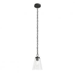 Roycroft 7 in. 1-Light Black Farmhouse Kitchen Pendant Hanging Light With Seeded Glass Shade With Seeded Glass Shade by KICHLER -Kichler Sales black kichler pendant lights 82356 4f 1000