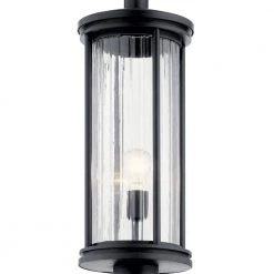 Barras 1-Light Outdoor Black Lamp Post Light with Clear Ribbed Glass (1-Pack) by KICHLER -Kichler Sales black kichler post light sets 59025bk c3 1000