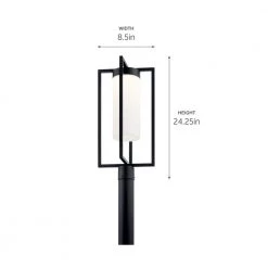 Drega 1-Light Black LED Outdoor Lamp Post Light with Satin Etched Glass (1-Pack) by KICHLER -Kichler Sales black kichler post light sets 59073bkled 4f 1000
