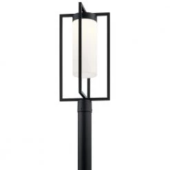 Drega 1-Light Black LED Outdoor Lamp Post Light with Satin Etched Glass (1-Pack) by KICHLER