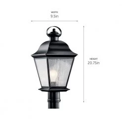 Mount Vernon 1-Light Black Outdoor Lamp Post Light with Clear Seeded Glass (1-Pack) by KICHLER -Kichler Sales black kichler post light sets 9909bk 4f 1000