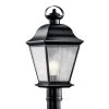 Mount Vernon 1-Light Black Outdoor Lamp Post Light with Clear Seeded Glass (1-Pack) by KICHLER -Kichler Sales black kichler post light sets 9909bk 64 1000
