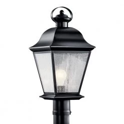 Mount Vernon 1-Light Black Outdoor Lamp Post Light with Clear Seeded Glass (1-Pack) by KICHLER